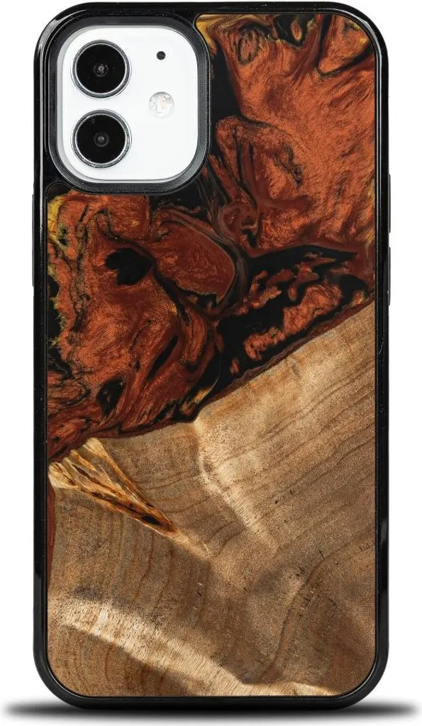 Custodia Bewood iPhone 12 Mini 4 Elementi Fuoco - Vera Resina e Legno