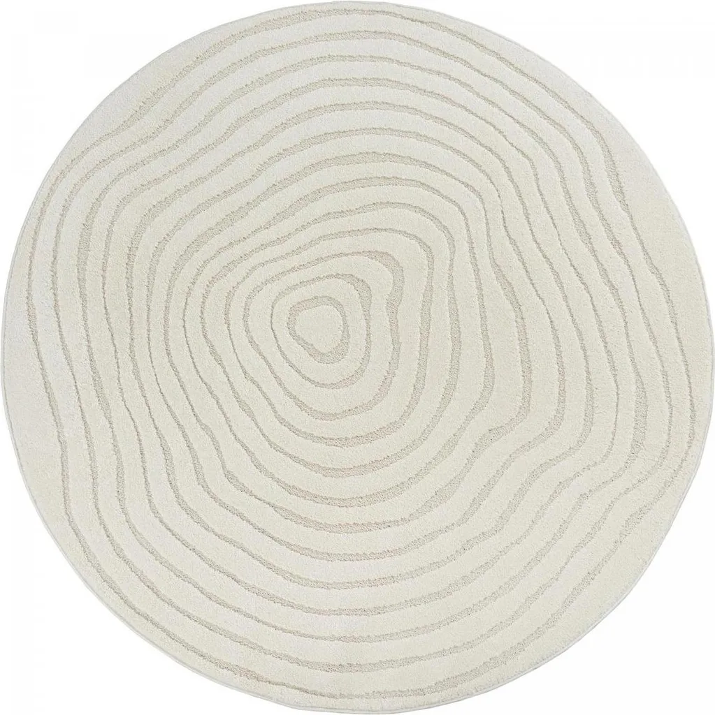 Tapis de salon rond soyeux SPIRATRI aspect gaufré - Décoration moderne