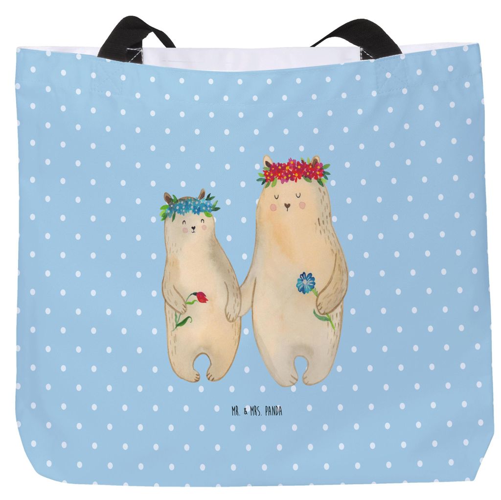 Mr. & Mrs. Panda Tote Bag Bären mit Blumenkranz - Blau Produktbild 