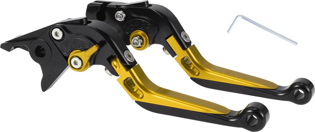 Kurze Lange Bremskupplungshebel für Yamaha YZF R1 1999-2001 Einstellbarer Motorradlenker Bremshebel Aluminiumlegierung Schwarz Kopf Goldfarbener G...