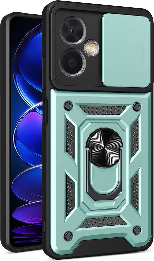 Redmi Note 12 Hülle mit Ring Ständer Halter Dia Kameraschutz TPU PC Schutzhülle für Xiaomi Redmi Note 12 Grün