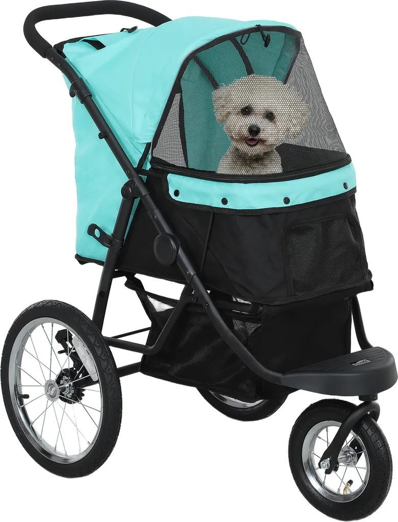 Buggy Tout-Terrain pour Chien Petit & Chat avec Panier Turquoise