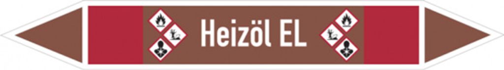Dreifke Rohrleitungsetikett, Heizöl EL | Folie selbstklebend | 187x26 mm, 1 Stk