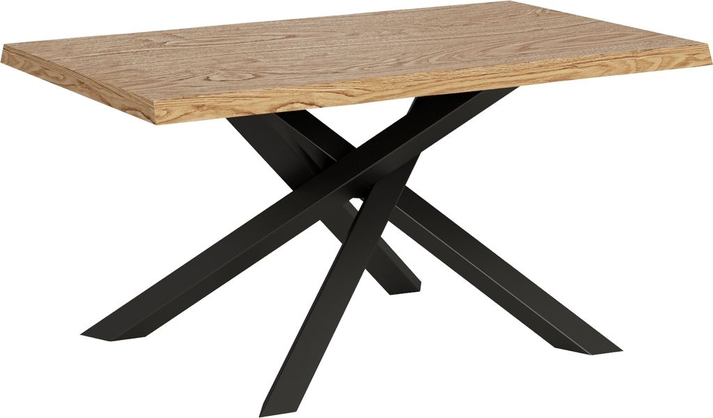 Ausziehbarer Tisch 90x140/240 cm Versalux entrindete Eiche mit anthrazitfarbenen Beinen