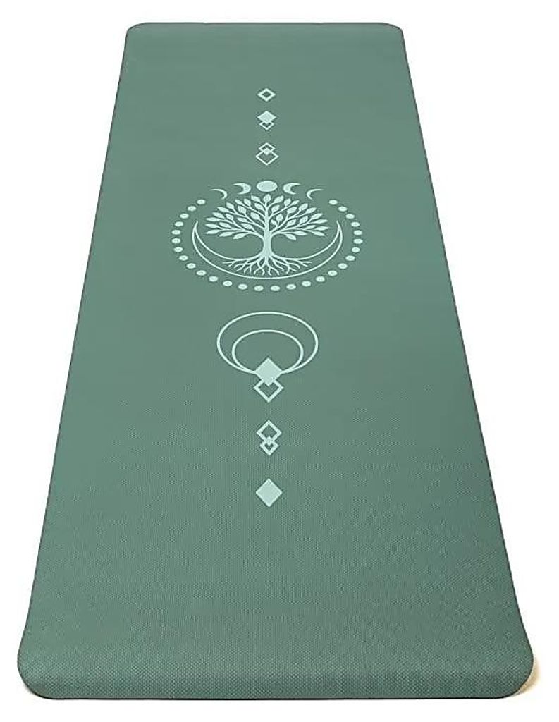 Yogi & Yogini Premium TPE Yogamatte Baum des Lebens grün – 950 g