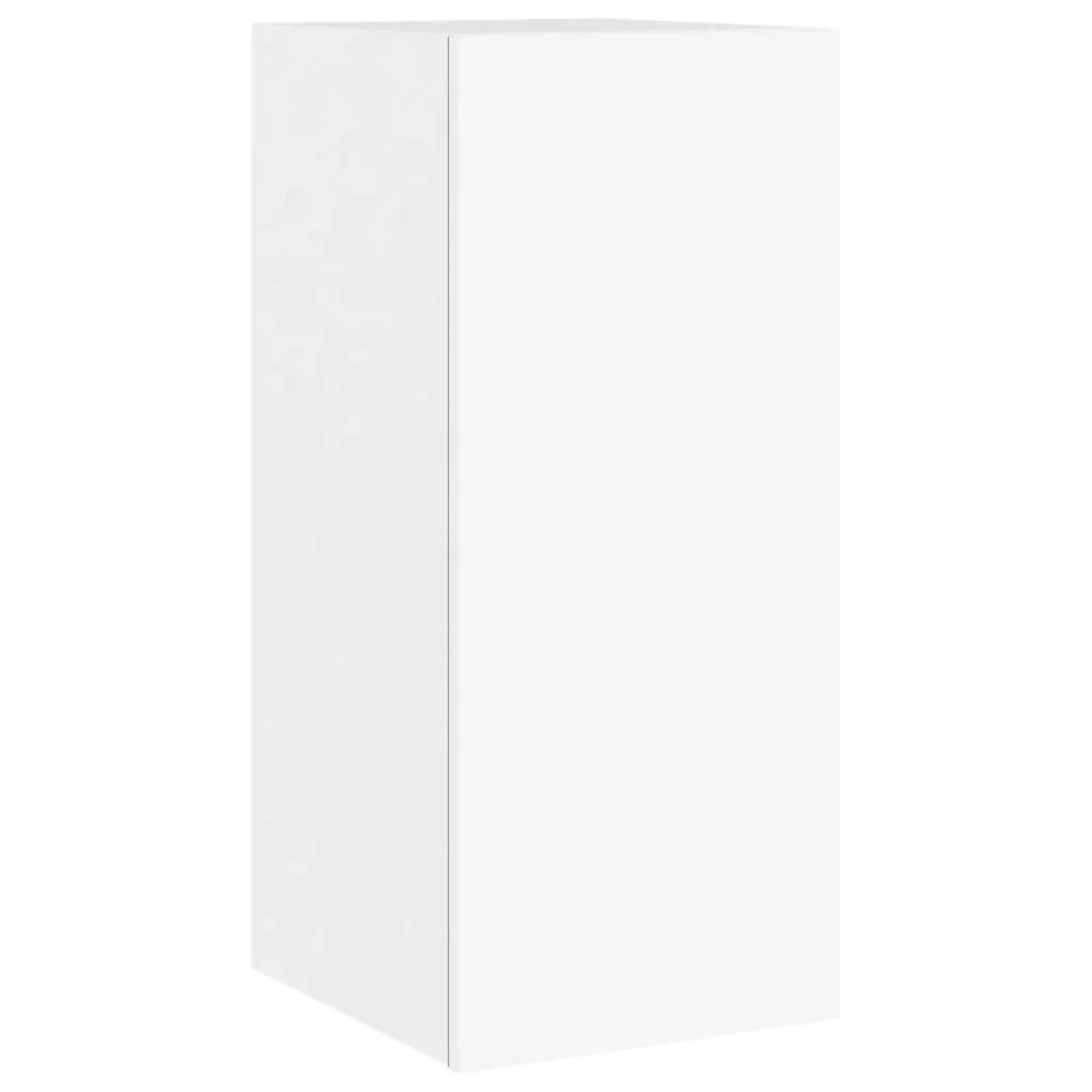 Meuble TV mural à LED 70cm blanc - Rangement multimédia haute qualité - 3