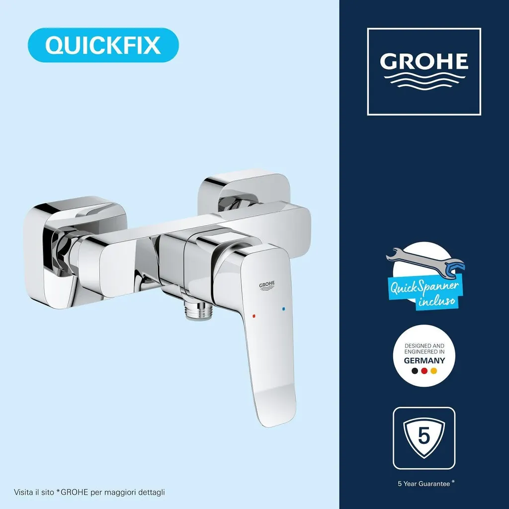 Finis les fuites avec le robinet de douche Grohe Dice Quickfix chrome durable