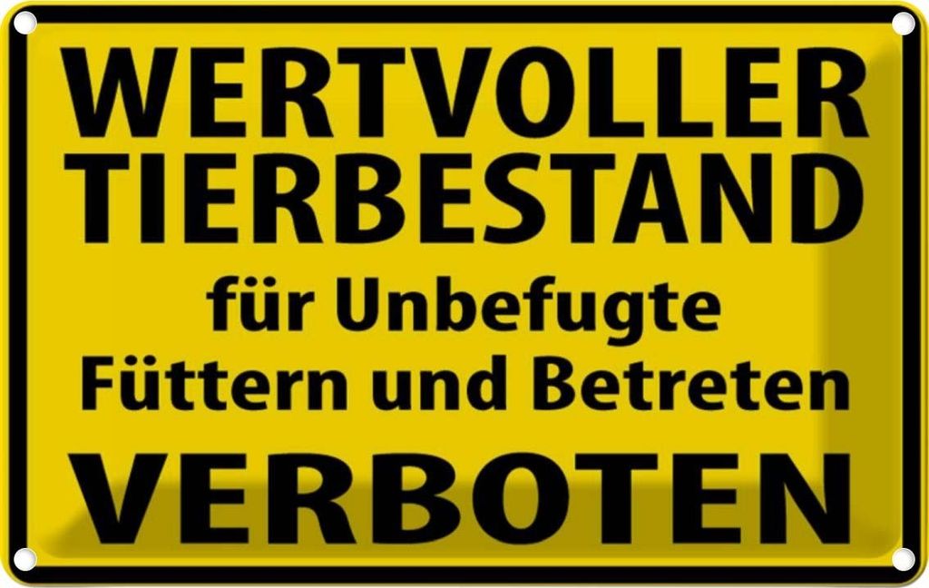 vianmo Blechschild 12x18 cm Wertvoller Tierbestand Produktbild 