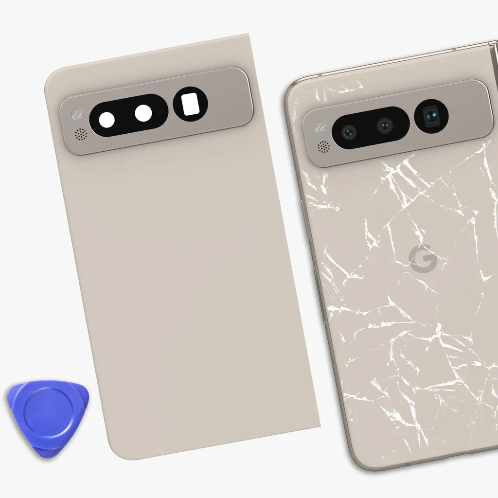 Solution Verre Arrière Brisé Google Pixel Fold Blanc - Remplacement Facile