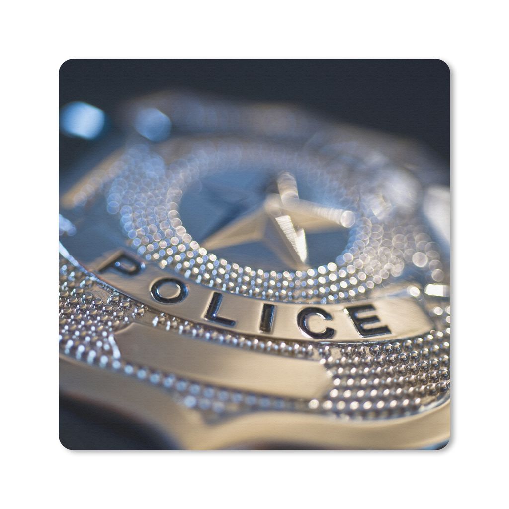 MuchoWow Mauspad Mousepad Polizeiabzeichen 20x20 cm - Mousepads - Maus Mat - Pad - Mausunterlage - Desk Mat - Bureauartikeln