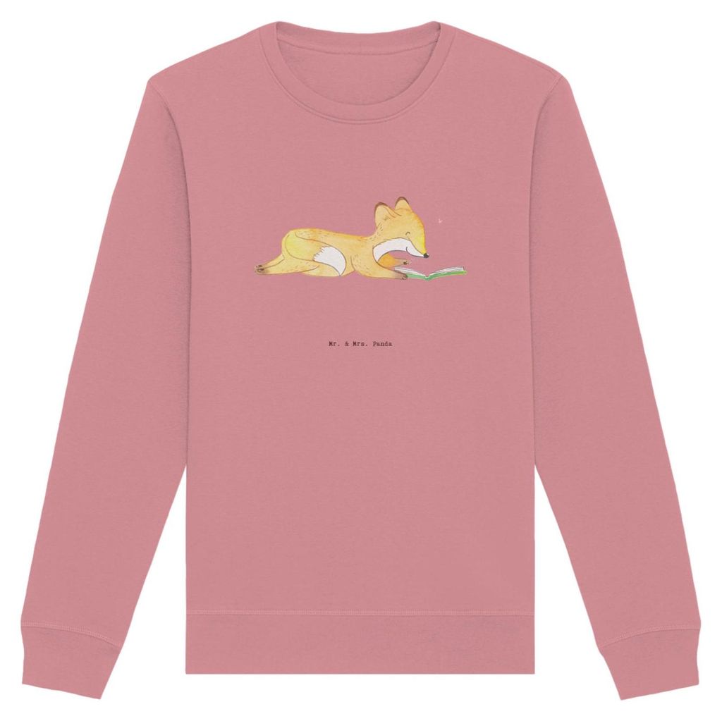 Mr. & Mrs. Panda Baumwoll Sweatshirt Fuchs Lesen Größe L - Canyon Pink - Geschenk, Bücherwurm, Pulli, Bücher, Pullover, Sweater