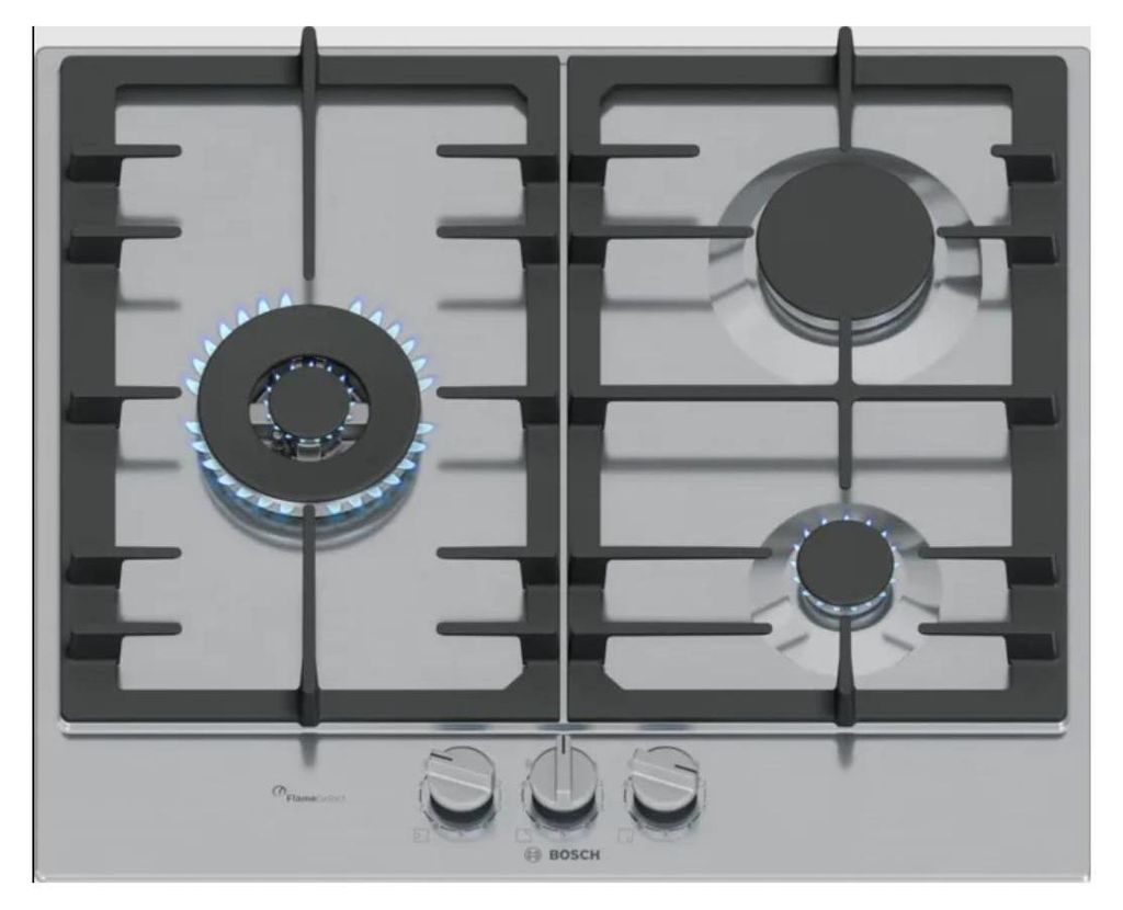 Plaque de cuisson gaz 60cm 3 feux 8000w - Bosch - PCC6A5I90 Image du produit 