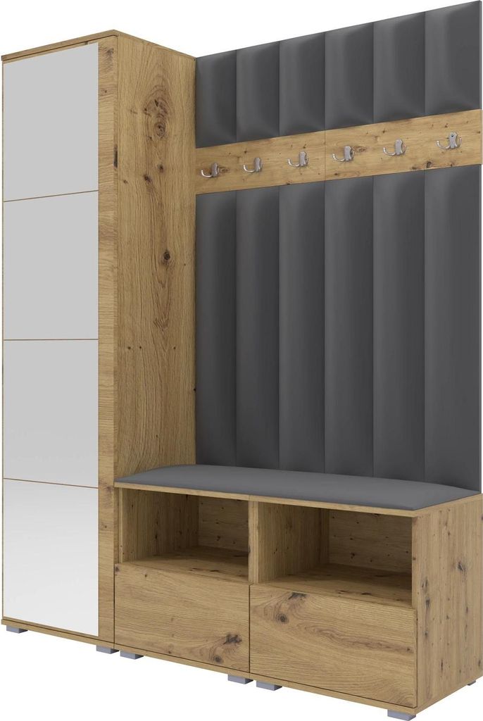 Garderoben-Set Nela II LUX mit Spiegel, gepolsterte Produktbild 