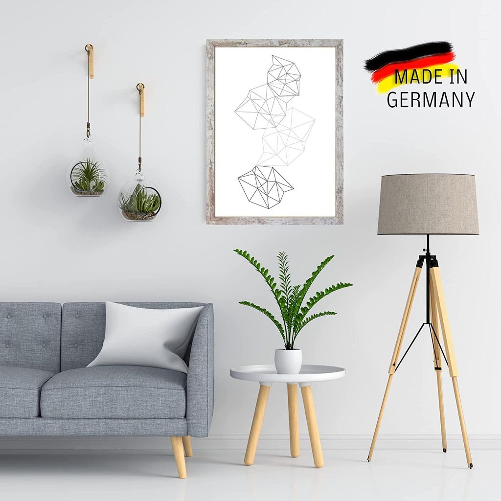 Bilderrahmen Vintage Weiss CLAMARO Collage nach Maß Holz Modern eckig M3016, Größe:43x61
