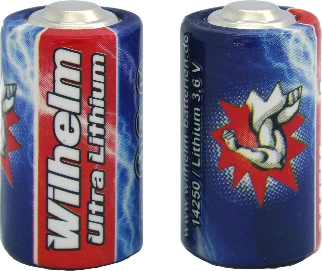 2 x Wilhelm ER14250 LS14250 Batterie 1/2 AA Lithium 3,6V 1200 mAh Li-SOCl2