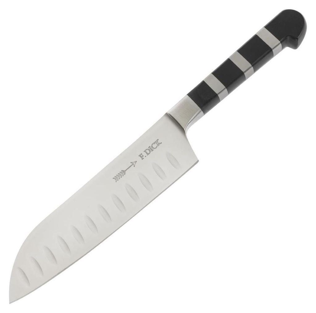 A professional studio shot of a Santoku knife.
