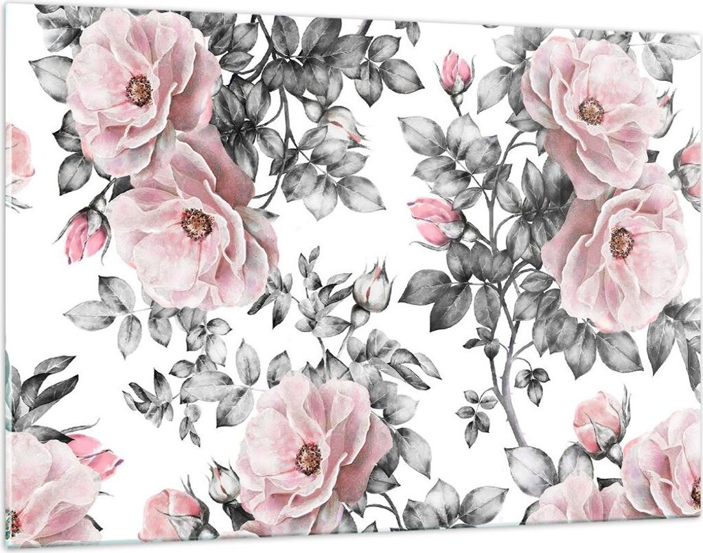 Bilder auf glas - Blumen Blätter Pflanze Rose - 120x80cm - Glasbilder - Wandbilder - Kunstdruck - zum Aufhängen bereit - Wanddekoration aus Glas ...