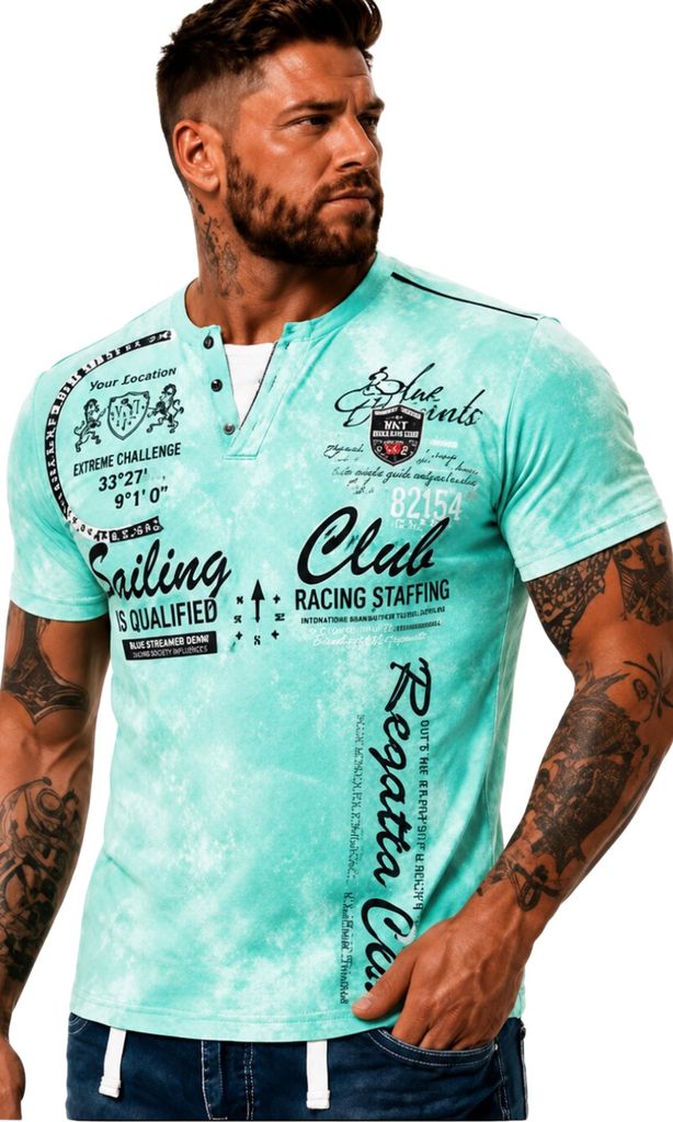 Herren T-Shirt | Sommershirt | Batik Optik | 2879 Mint L Produktbild 
