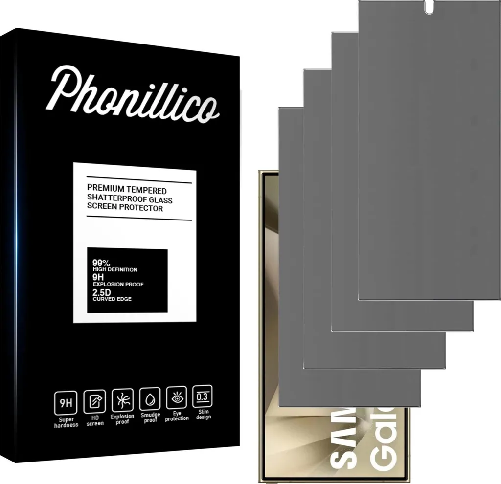 Vetro Protettivo Privacy S24 Ultra 9H | Phonillico Anti-Spy Nero