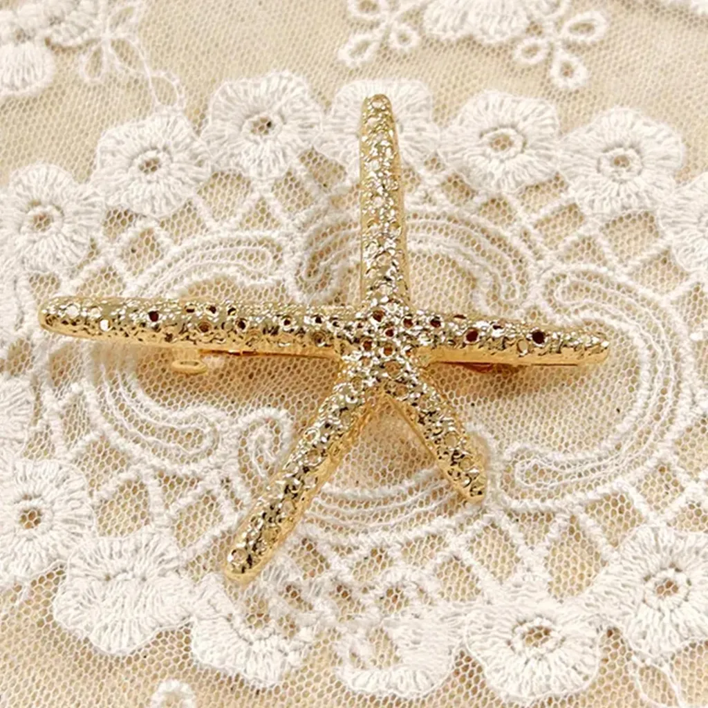 Fermaglio Vintage Stella Marina Oro: Accessorio Capelli Retrò Elegante - 3