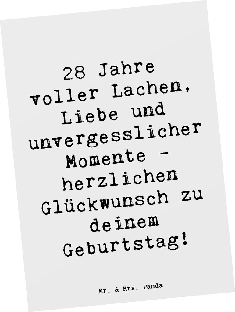 Mr. & Mrs. Panda Grußkarte Spruch 28. Geburtstag Erinnerungen - Weiß - Geschenk, Happy Birthday, Ansichtskarten, Ansichtskarte, Jubiläum, Postka...