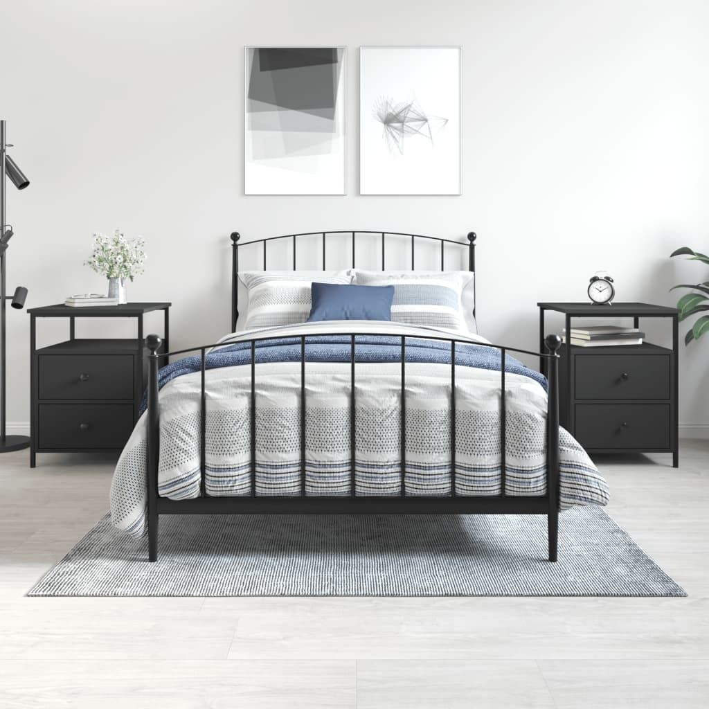 vidaXL Nachttische 2 Stk. Schwarz 44x45x60 cm Holzwerkstoff Produktbild 