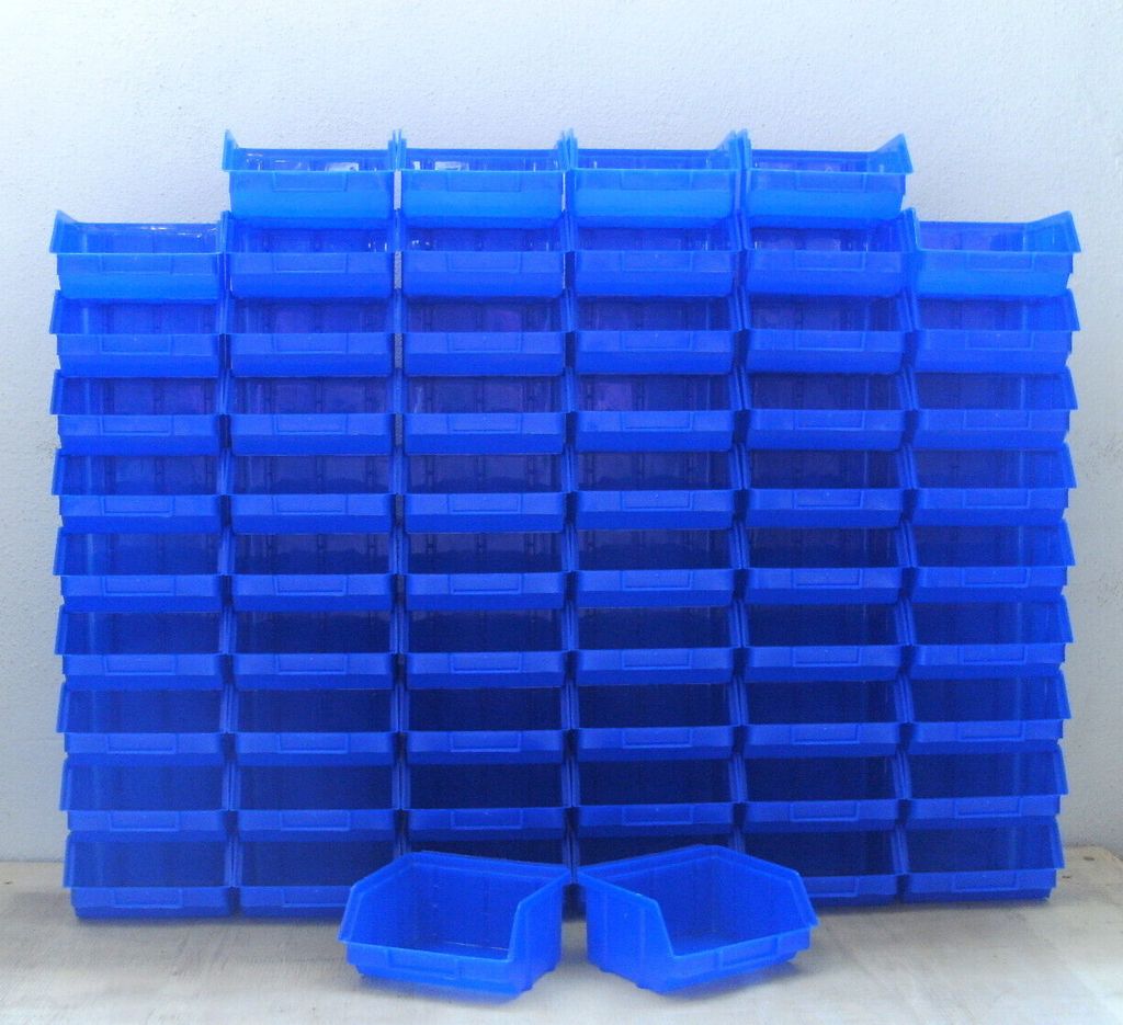60 Stk. Stapelboxen - Gr. 1 - blau - Stapelkästen Stapelkasten Sichtlagerkasten