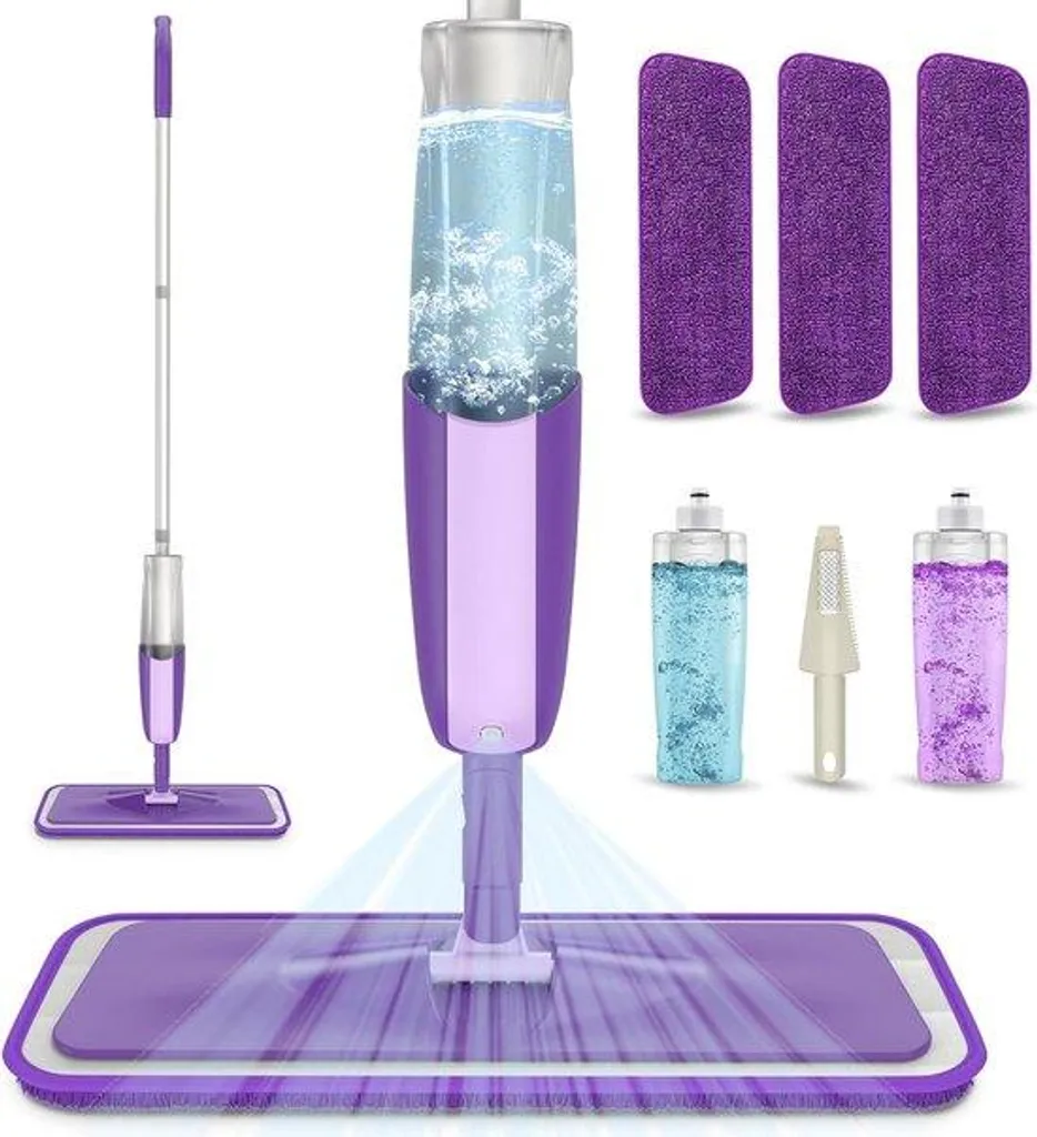 Balai vaporisateur spray mop avec 3 recharges microfibres et 2 bidons