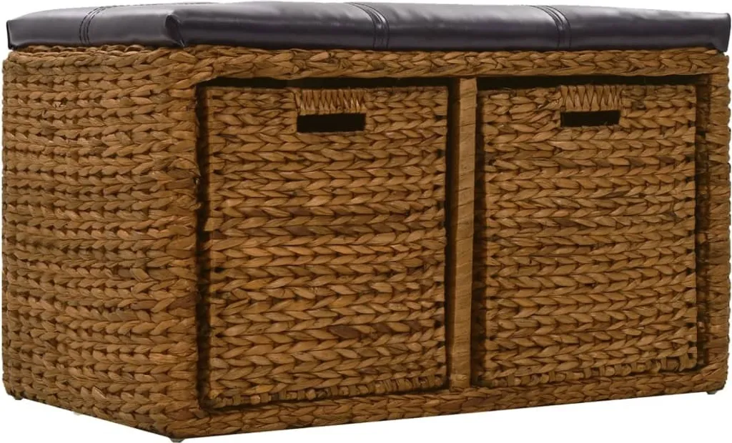 vidaXL Banc avec 2 Paniers Jonc de Mer 71x40x42 cm Marron - Meuble Entrée