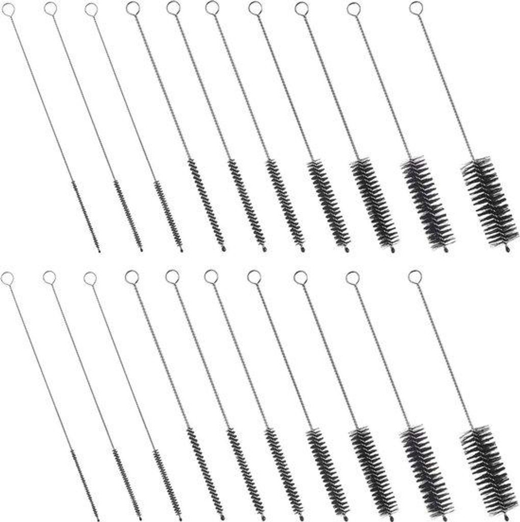 Stahlfaser-Bürsten-Set für Wein-Gläser - 20-teiliges Multifunktions-Cleaning-Bürsten-Set