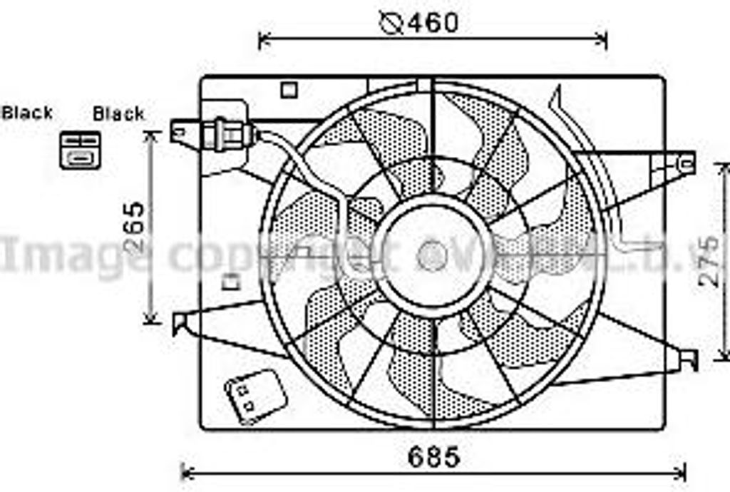 AVA HY7533 Kühlerlüfter OE 253801F050 kompatibel mit Tucson, Sportage