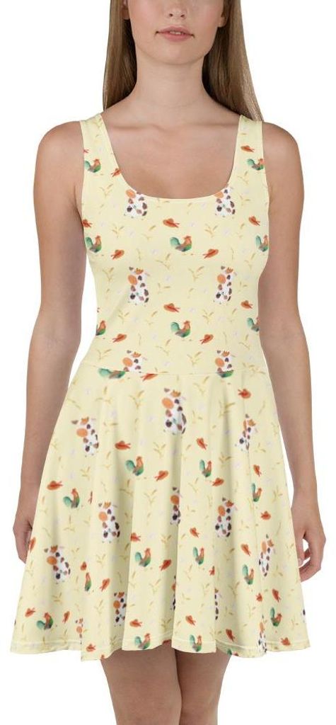 Mr. & Mrs. Panda Damen-Sommerkleid Kuh S - Gelb - Geschenk, Sommerkleid, Bauernhof, Shirtkleid, Milch, Hof, Spruch, Damenkleid, Kurzes Kleid, Kühe...