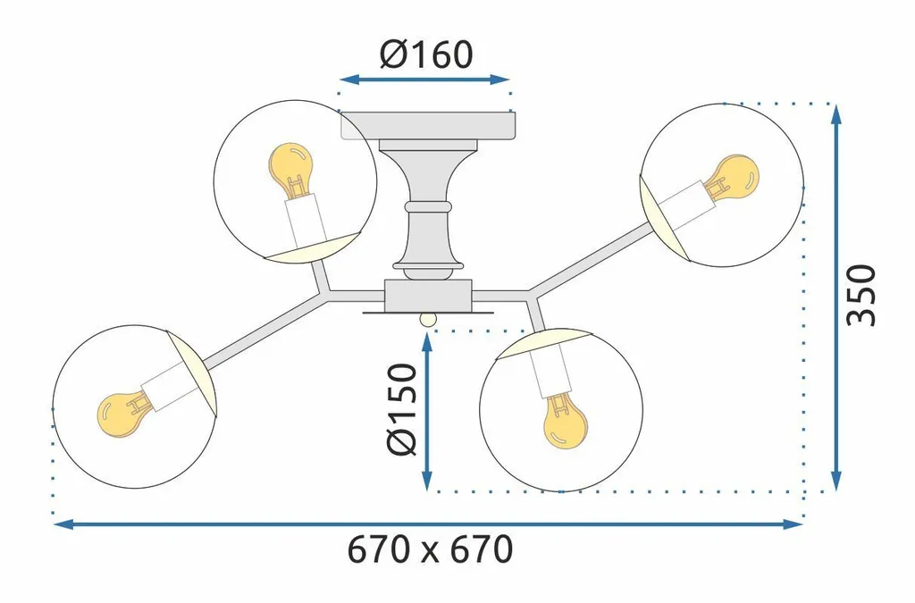 Plafoniera 6 Luci tooLight App1134-6C Oro e Nero | Illuminazione E27 - 8