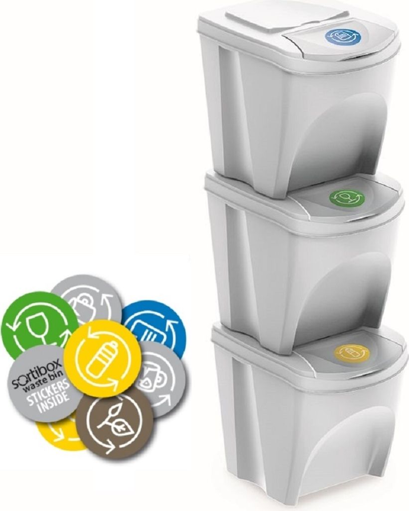 Prosperplast Recyclingbehälter 75l 3 Einheiten Weiß  Weiß Produktbild 2