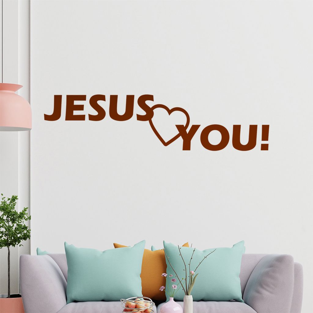 hauptsachebeklebt KIWISTAR Jesus Loves You! Jesus liebt Dich! Text Wandtattoo in 6 Größen - Wandaufkleber Wall Sticker - Dekoration, Küche, Wohn...