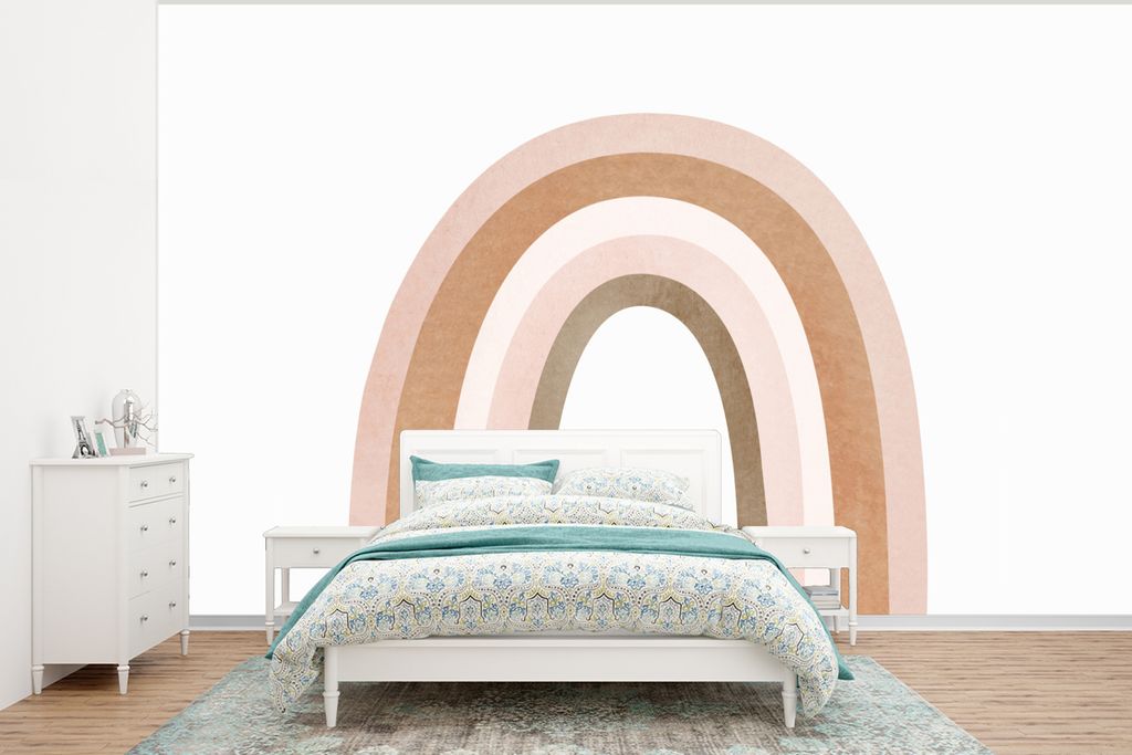 MuchoWow Fototapete für Wohnzimmer oder Schlafzimmer Wandtapete Vinyl Motivtapete Abstrakt - Kunst - Regenbogen - Muster - 350x260 cm - Wohnzimm...