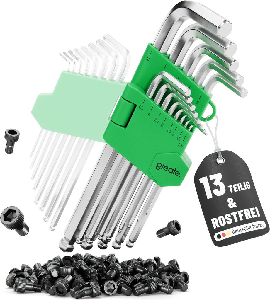 greate Sechskantschlüssel Set mit Kugelkopf 13 teilig - Produktbild 