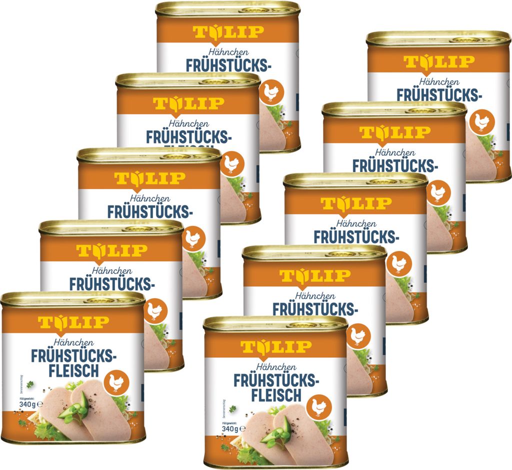 TULIP 10x340g Hähnchen-Frühstücksfleisch Original Dänische Delikatesse Konserven