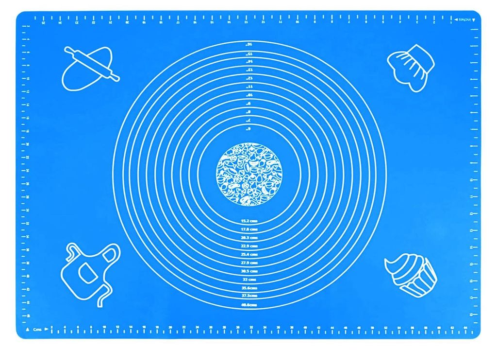 Silikon-Backmatte, antihaftbeschichtet, rutschfest, 50 x 40 cm, Teigmatte, Backmatte, Silikonmatte, Arbeitsmatte für Fondant, Gebäck, Pizza, blau