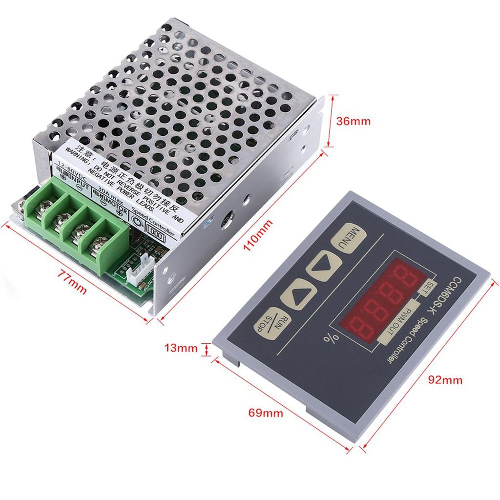 Regolatore Di Velocità Per Motore DC 10A PWM - Ingresso 220V AC, Uscita 10-210V DC, Con Potenziometro E Fusibile, Per Ventole E Tapis Roulant