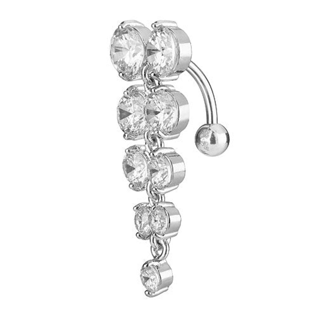 Taffstyle Bauchnabelpiercing Reverse Bauchnabelpiercing Stecker Multi Kristall Wein Anhänger, Clear