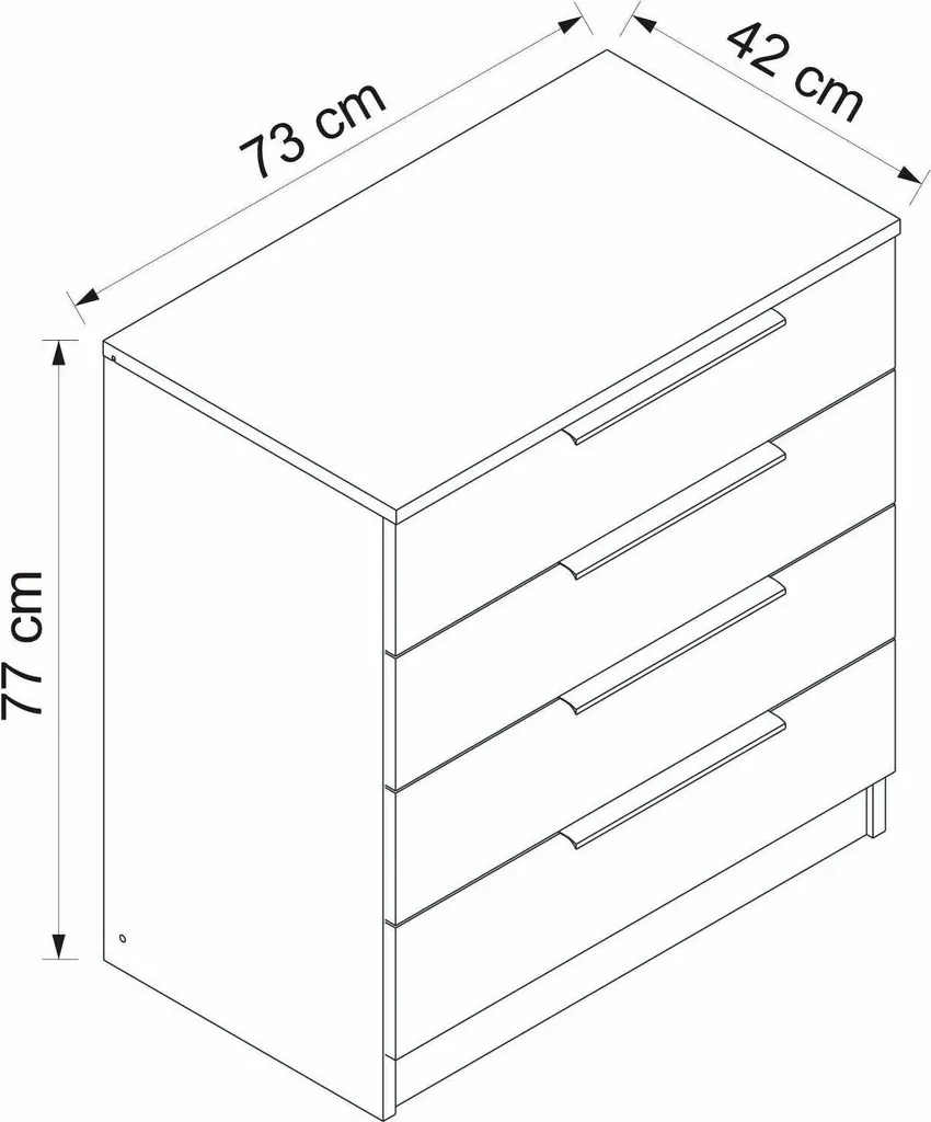 Commode 5 Tiroirs Noyer Brun Design Elysée - Dimensions 73x42x77 - 3