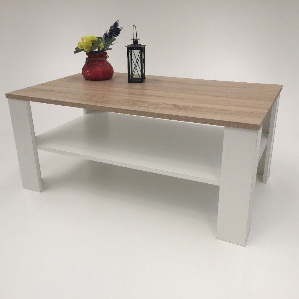 Möbel SD Couchtisch Bea Sonoma Eiche hell Sägerau - Weiß Produktbild 