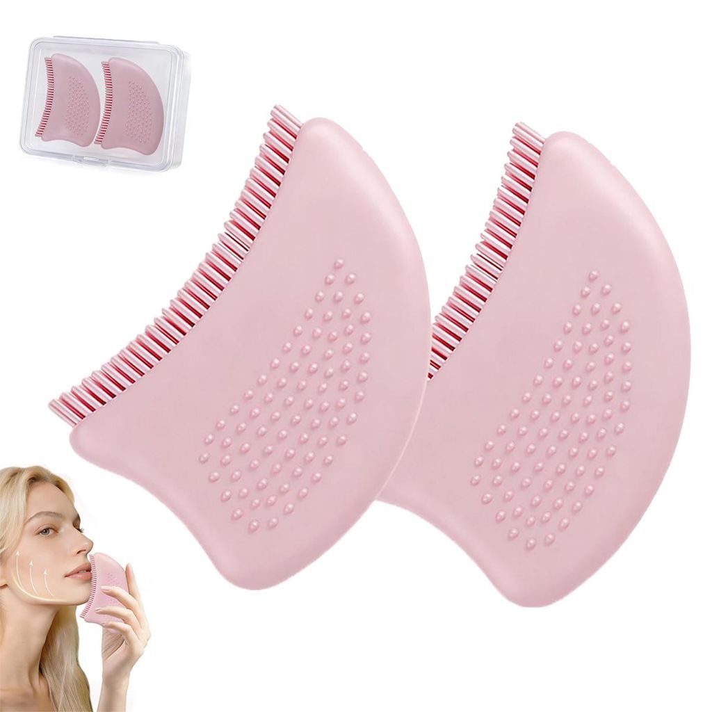 Peelingbürste,2-teiliges Lymphdrainage-Massagegerät, Gesichtsreiniger zur Konturierung Kinn/Kiefer & konturierende Gesichtsbürste,sich Haut anpa...