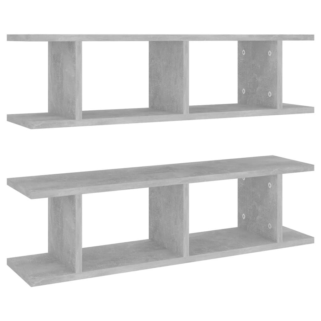 vidaXL Wandregale 2 Stk. Betongrau 75x18x20 cm Holzwerkstoff
