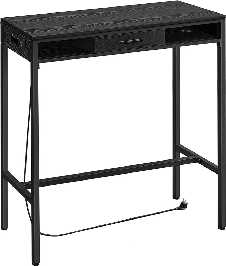 Table de bar avec tiroir et prises pour ranger et charger mobile