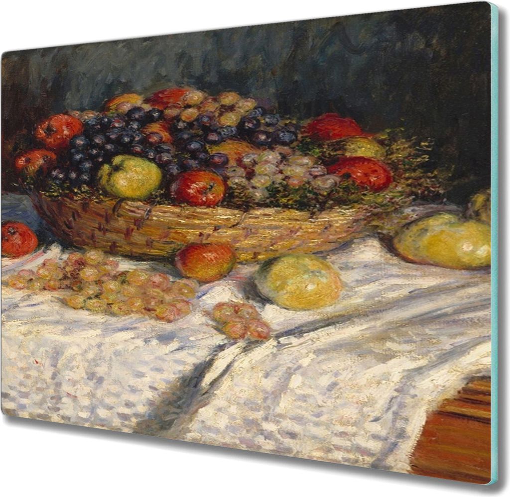Coloray Herdabdeckplatte 60x52 cm Schneidebrett Kochplattenabdeckung Küchenbrett Hackbrett - Äpfel und Trauben Monet