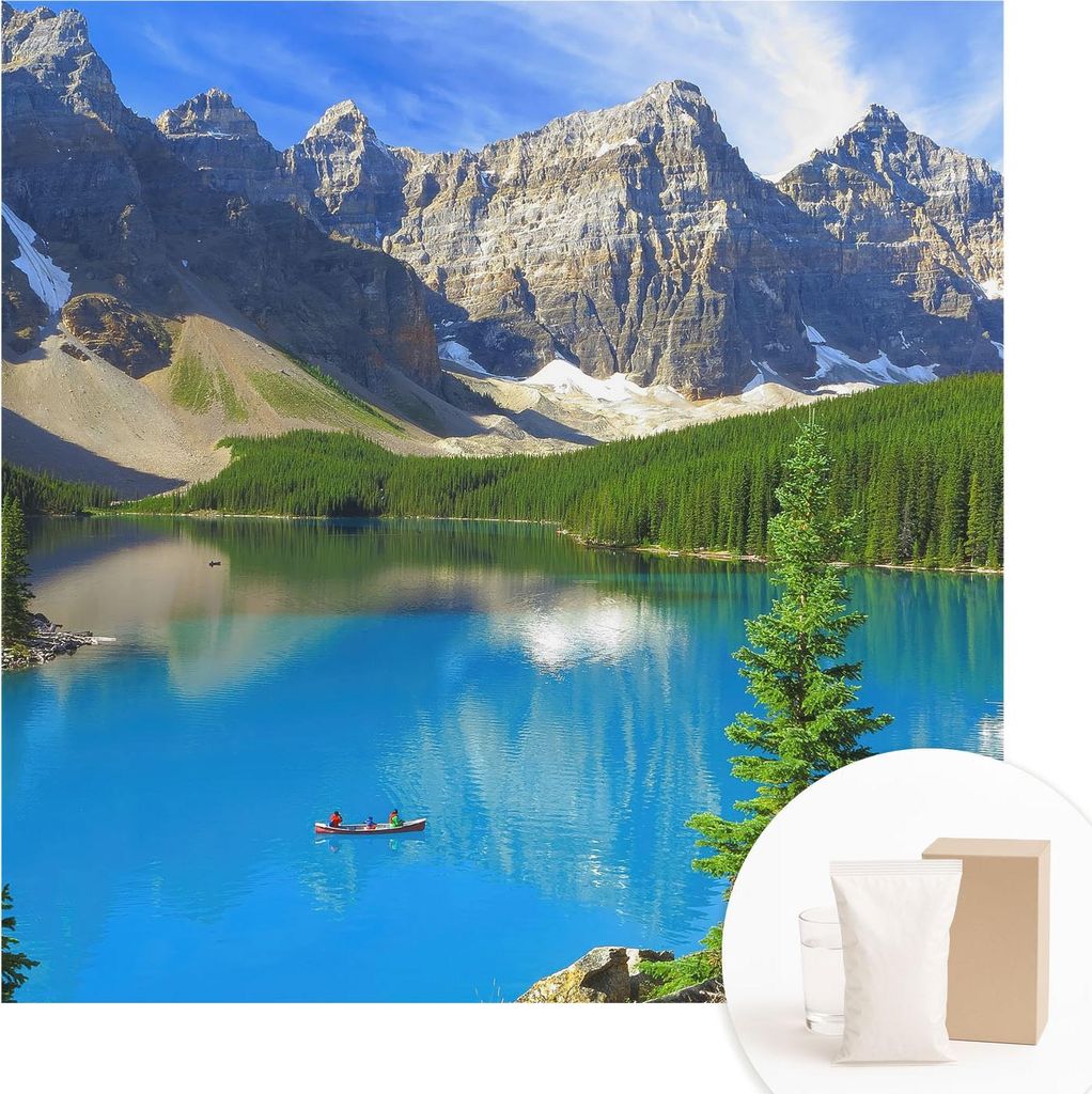 Fototapete - Wandbilder für Wohnzimmer - 250x250 cm - Dekorative Wandfolie - Modernes Design für Wanddekoration - Tapeten für Innenräume - Bergsee