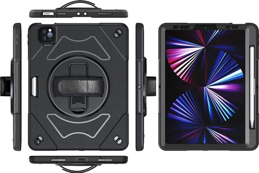 Tasche für iPad Air 4/5 10.9" mit Ständer und Stylushalter Schwarz