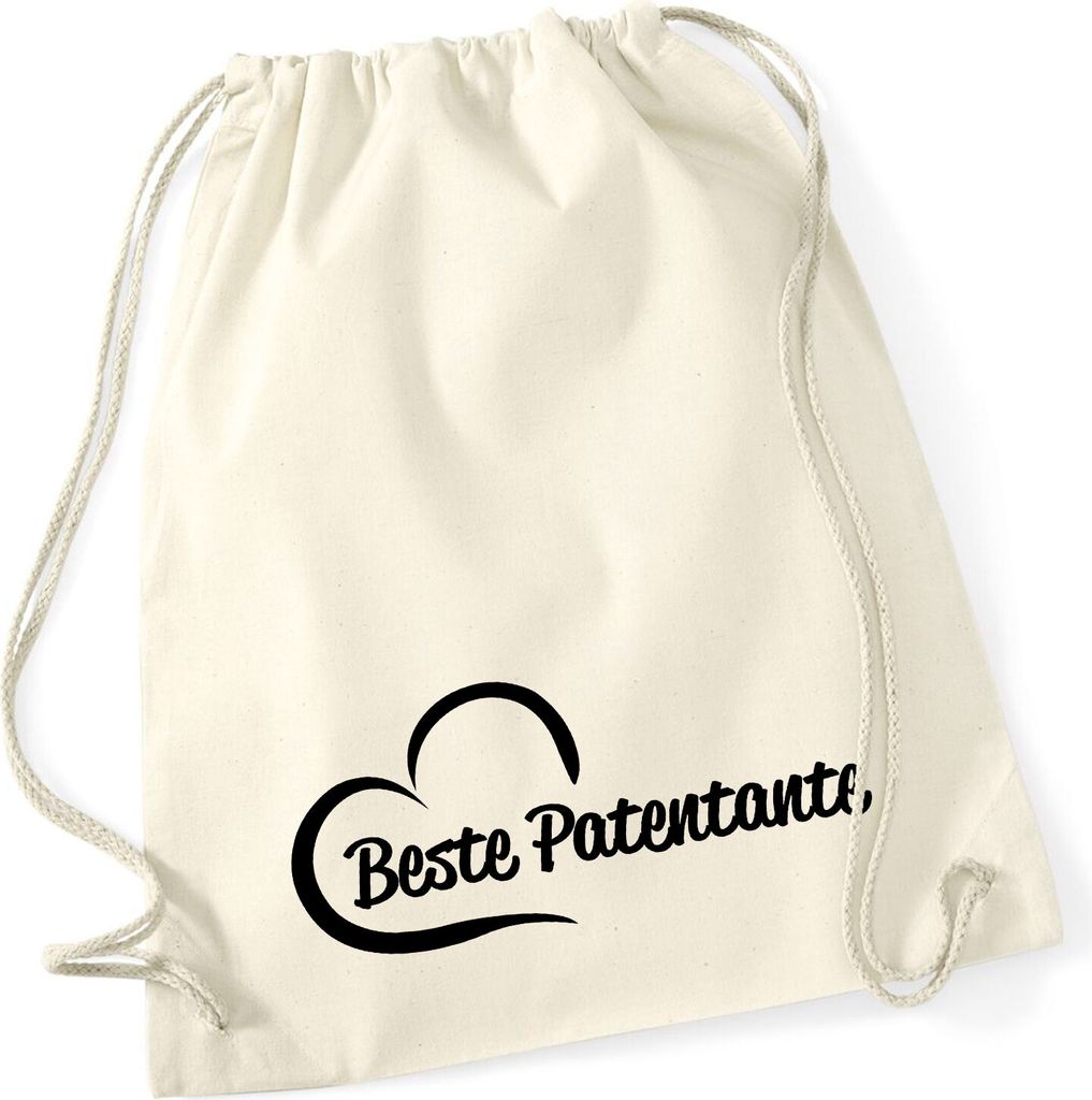 Huuraa Rucksack Beste Patentante Herz Geschenk 12 Liter Natural Baumwolle Beste Patentante Accessoire